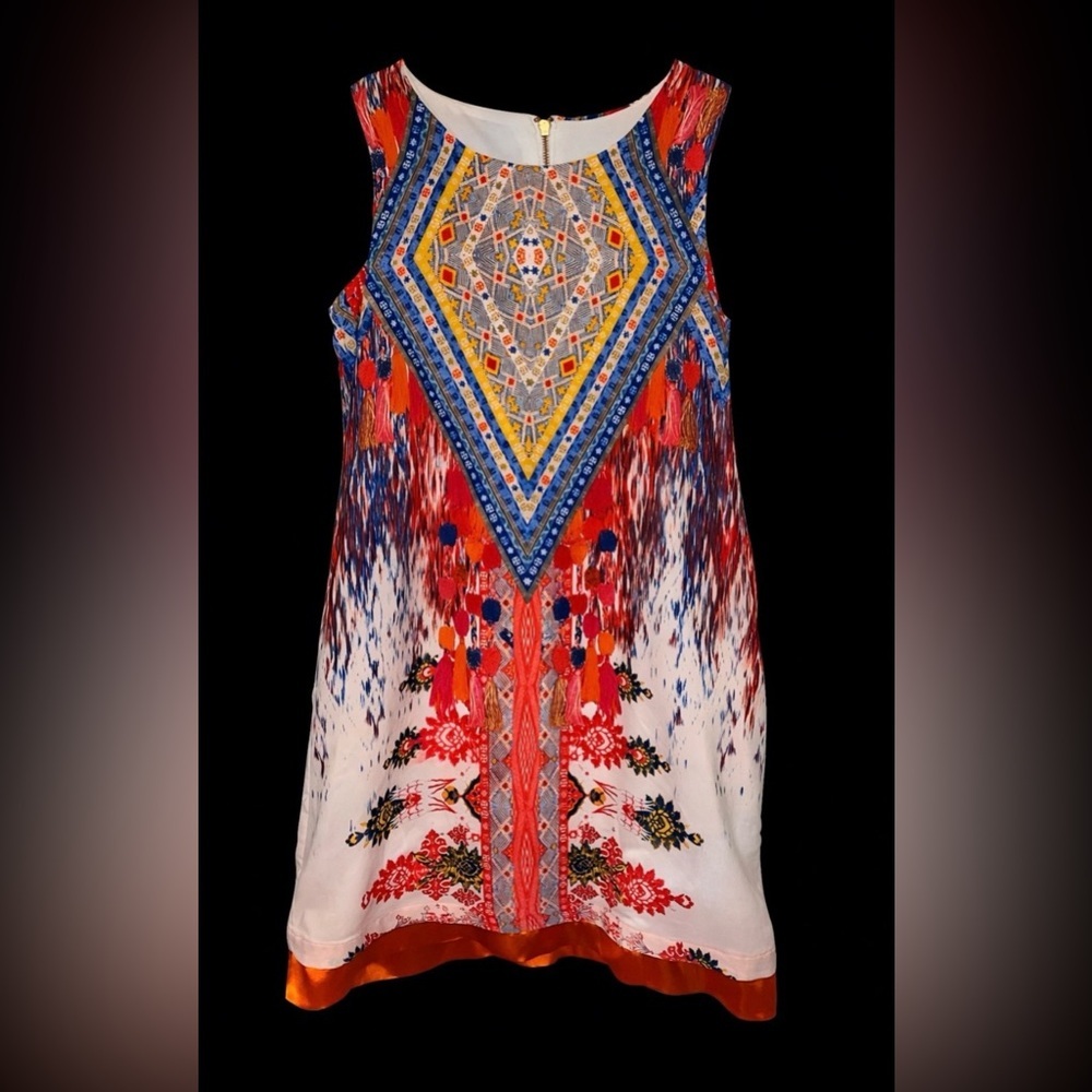 Gianni Bini Red, Blue & White Patterned Sleeveless Top